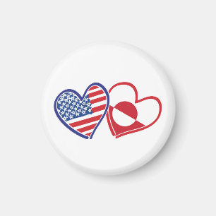 USA und Grönland-Flagge Herzen Magnet