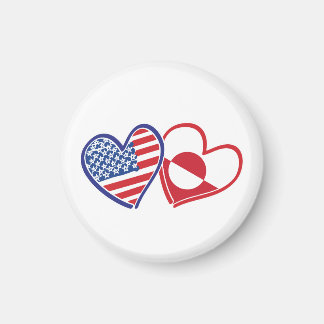 USA und Grönland-Flagge Herzen Magnet