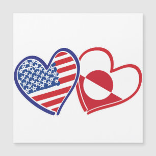USA und Grönland-Flagge Herzen Magnetkarte