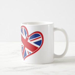 USA und Großbritannien in den Herzen, welche die Kaffeetasse