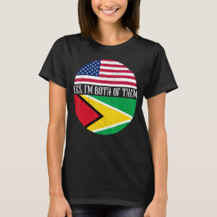 USA und Guyana Vintage Flaggen Ja ich bin beide T-Shirt