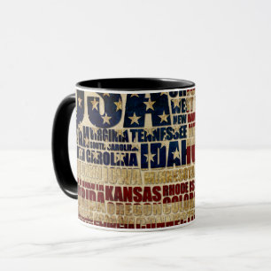 USA und ihre Bundesstaaten in Sternen und Streifen Tasse