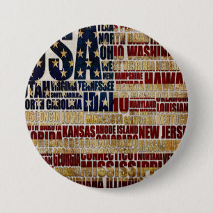 USA und ihre bundesstaatlichen Staaten in US Flagg Button