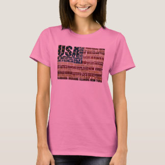 USA und ihre bundesstaatlichen Staaten in US Flagg T-Shirt