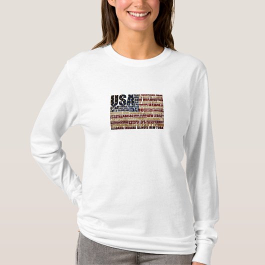 USA und ihre bundesstaatlichen Staaten in US Flagg T-Shirt (Vorderseite)