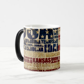 USA und ihre bundesstaatlichen Staaten in US Flagg Verwandlungstasse