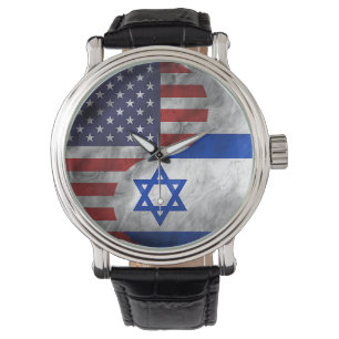 USA und Israel Dual Flag Yin Yang Wedding Geschenk Armbanduhr