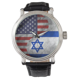 USA und Israel Duale Flag Yin Yang Wedding Geschen Armbanduhr