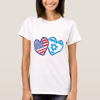 USA und ISRAEL Flag Hearts T-Shirt