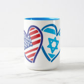 USA und Israel Flag Hearts Zweifarbige Tasse (Mittel)