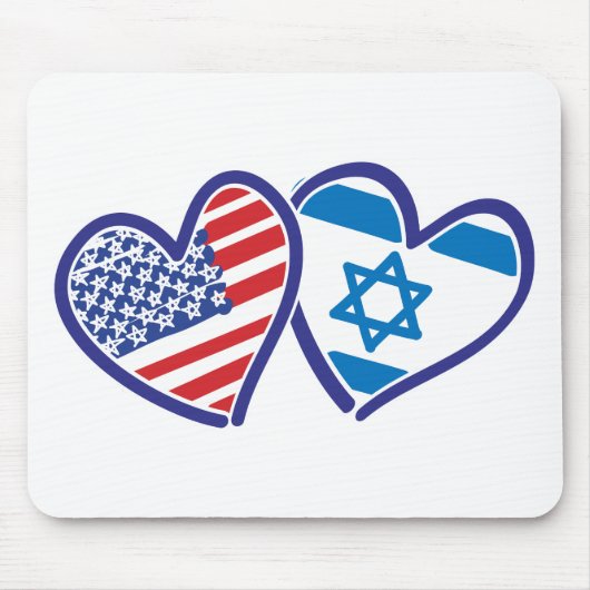 USA und Israel Herzenflagge Mousepad (Vorne)