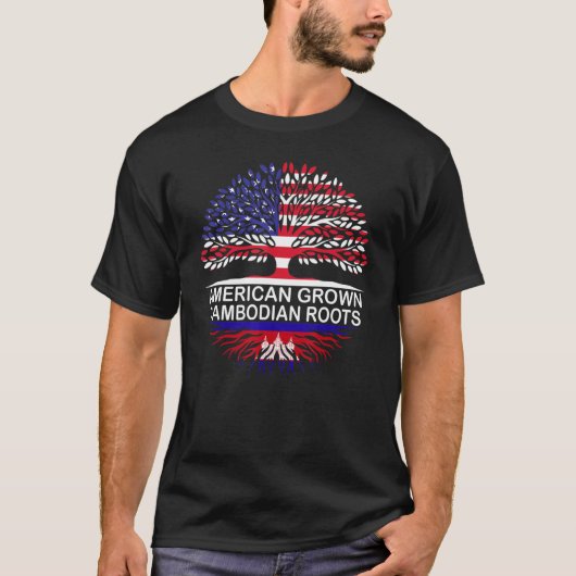 USA und Kambodscha Flaggen Amerikanische Grossstad T-Shirt (Vorderseite)