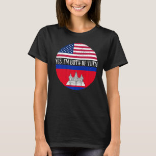 USA und Kambodscha Vintage Flaggen Ja ich bin beid T-Shirt