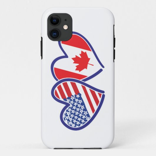 USA und Kanada - Flag Hearts Case-Mate iPhone Hülle (Rückseite)