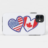 USA und Kanada - Flag Hearts Case-Mate iPhone Hülle (Rückseite (Horizontal))