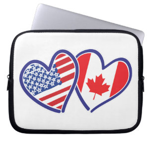 USA und Kanada - Flag Hearts Laptopschutzhülle