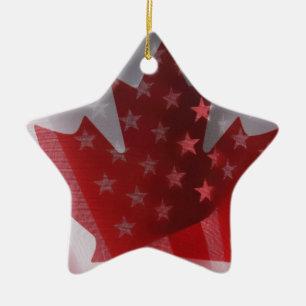 USA und Kanada-Flaggensternverzierung Keramik Ornament
