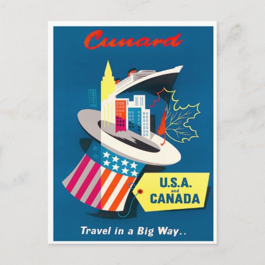 USA und Kanada Vintage Reise Postkarte (Vorderseite)