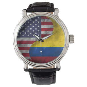 USA und Kolumbien Duale Flag Yin Yang Wedding Gesc Armbanduhr