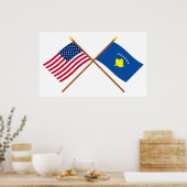 USA und Kosovo überquerten die Flaggen Poster (Küche)