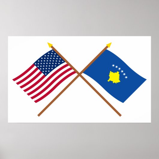 USA und Kosovo überquerten die Flaggen Poster (Vorne)