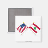 USA und Libanon überquerten die Fahnen Magnet (Vorderseite/Rückseite)