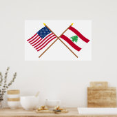 USA und Libanon überquerten die Fahnen Poster (Küche)