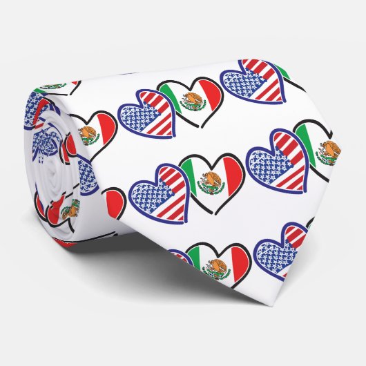 USA und Mexiko - Patriotische Fahne Krawatte (Gerollt)