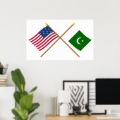USA und Pakistan überquerten die Fahnen Poster (Heimbüro)