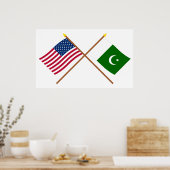 USA und Pakistan überquerten die Fahnen Poster (Küche)