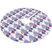 USA und Texas Flag Hearts Polyester Weihnachtsbaumdecke (Schrägansicht)