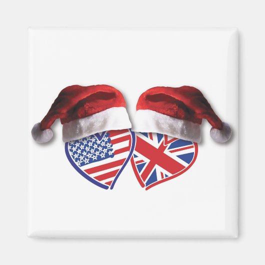 USA und UK Flag Heart Santas Magnet (Vorne)
