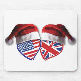 USA und UK Flag Heart Santas Mousepad