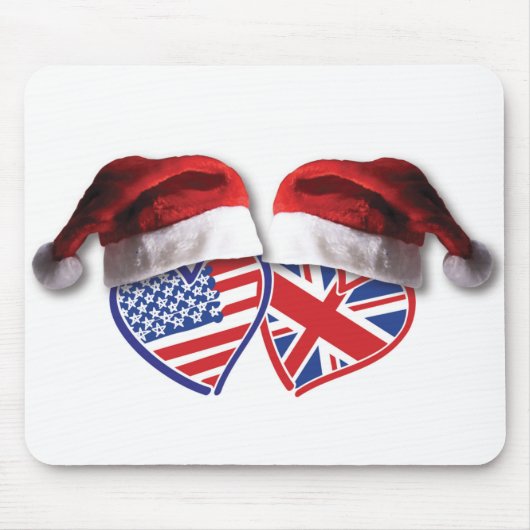 USA und UK Flag Heart Santas Mousepad (Vorne)
