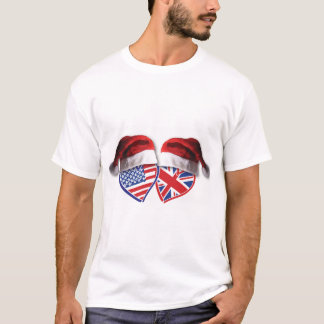 USA und UK Flag Heart Santas T-Shirt
