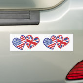 USA und UK Flag Hearts Autoaufkleber (Auf Auto)