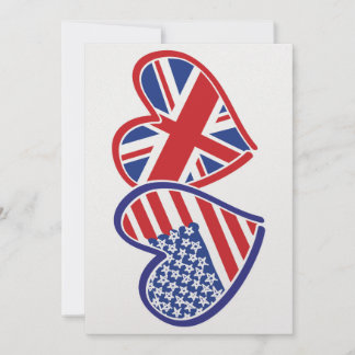 USA und UK Flag Hearts Feiertagskarte