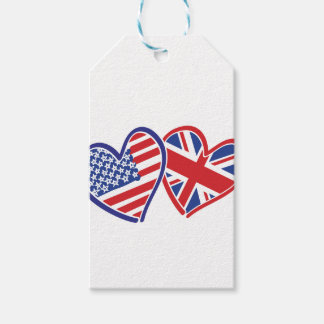 USA und UK Flag Hearts Geschenkanhänger