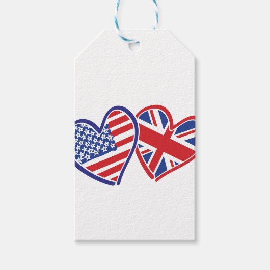 USA und UK Flag Hearts Geschenkanhänger (Vorderseite)