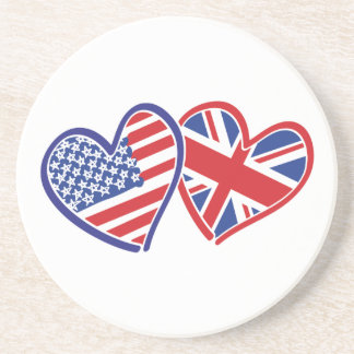 USA und UK Flag Hearts Getränkeuntersetzer