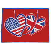 USA und UK Flag Hearts Große Geschenktüte (Vorderseite)
