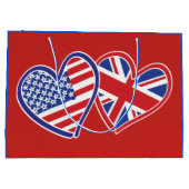 USA und UK Flag Hearts Große Geschenktüte (Rückseite)