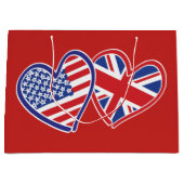 USA und UK Flag Hearts Große Geschenktüte (Vorderseite)