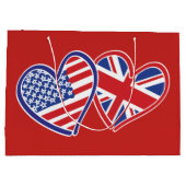 USA und UK Flag Hearts Große Geschenktüte (Rückseite)