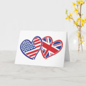 USA und UK Flag Hearts Karte (Gelbe Blume)