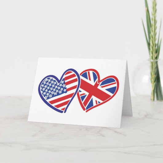 USA und UK Flag Hearts Karte (Vorderseite)