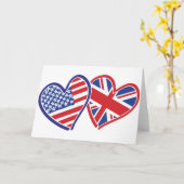 USA und UK Flag Hearts Karte (Gelbe Blume)