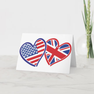 USA und UK Flag Hearts Karte