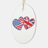 USA und UK Flag Hearts Keramik Ornament (Links)