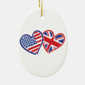 USA und UK Flag Hearts Keramik Ornament (Hinten)